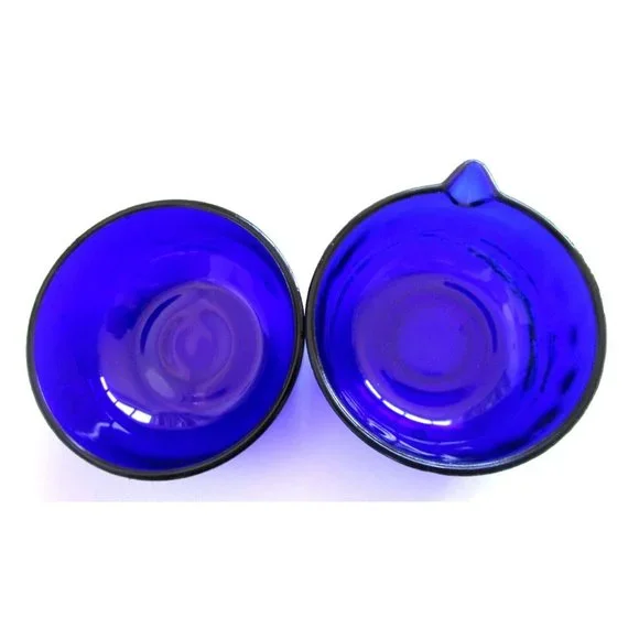 Cobalt Blue Glass and Silver Quality Plate Sugar and Creamer Set - England VTG - Picture 12 of 16